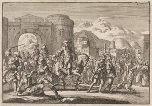 French Envoy to the Sultan Enters Jerusalem on Horseback, 1674 by Jan Luyken