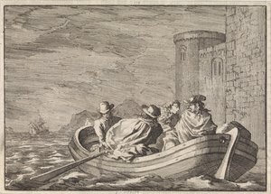 King James II Flees by Night in a Rowboat, 1688 by Jan Luyken