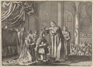 Coronation of William III and Mary II Stuart by the Archbishop of Canterbury, 1689 by Jan Luyken