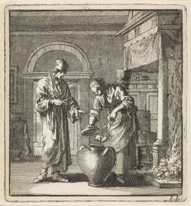 Woman Putting a Glowing Coal in the Extinguisher (The Extinguisher) by Jan Luyken