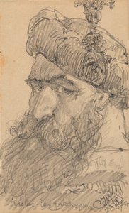 Head of a bearded Man in a Hat, praying (detail)