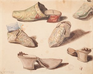 Costume Studies - Six Shoes Drawn During the Opening of Graves in the Church of the Carmelites in Wiśnicz by Jan Matejko