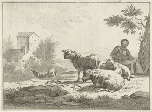 Shepherdess with Flock of Sheep