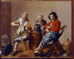 Two Boys and a Girl Making Music by Jan Miense Molenaer