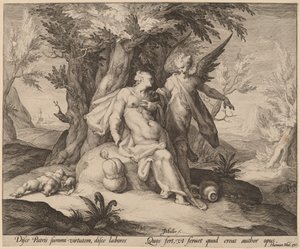 Hagar in the Desert Consoled by an Angel by Jan Muller