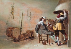 The Interior of a Guard Room with Cavaliers Beside a Fire
