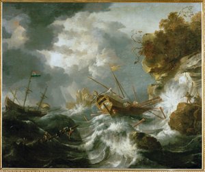 Ships in distress on a coast