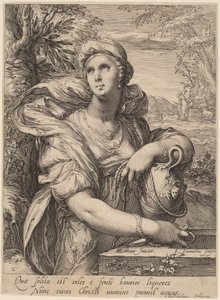 Samaritan Woman at the Well by Jan Pietersz Saenredam, after Hendrik Goltzius