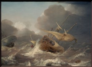 Dutch Ships in a Storm by Jan Porcellis