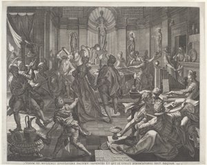 A Pleasure House by Jan Sadeler I, after Joos van Winghe