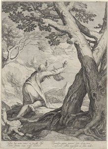 Elijah Leaves the World in a Fiery Chariot and Leaves His Mantle for Elisha by Jan Saenredam