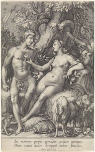 The Fall of Man with Female Serpent by Jan Saenredam