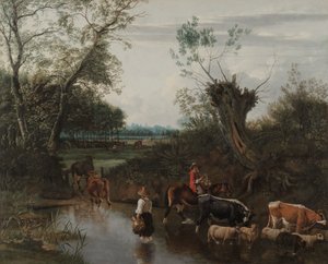 Peasants Crossing a Stream by Jan Siberechts