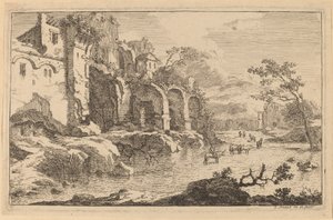 Building in Ruins at the Side of a River by Jan Smees