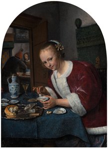 Girl Eating Oysters by Jan Steen