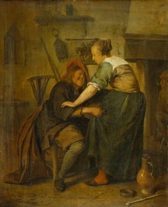 Inn with Guest and Serving Maid ("The Importunate Guest") by Jan Steen