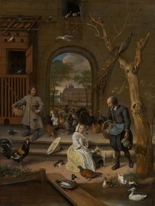 Portrait of Bernardina Margriet van Raesfelt, also known as "The Chicken Yard" by Jan Steen