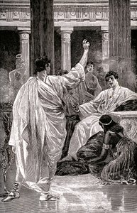Vinicius Facing Petronius, c.1900-20 (Illustration) by Jan Styka