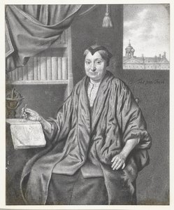 Portrait of an Elderly Woman, Seated with Astronomical Instruments by Jan Thopas
