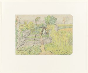 Peasant Woman with Yoke and Milk Buckets Walking Through a Cornfield by Jan Toorop