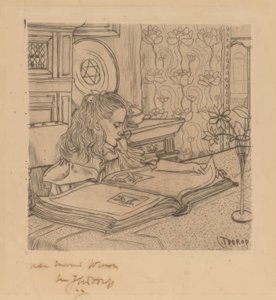 Charley Looking at an Album of Prints by Jan Toorop