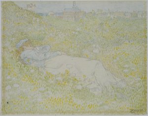 Woman Lying in the Dunes near Noordwijk by Jan Toorop