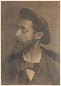 Portrait of a Man with Beard and Hat, Facing Left