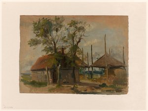 Farmhouse with Two Haystacks