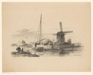 View of a Canal with a Peat Boat and a Sailboat