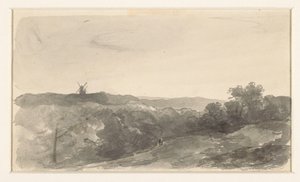 Hilly landscape with mills