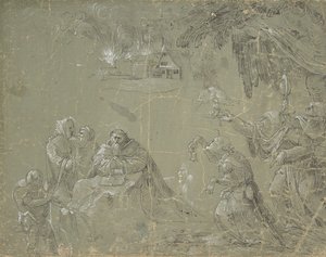 Temptation of St. Anthony (recto), Fantastic Landscape (verso) by Jan Wellens de Cock.