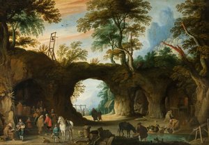 Pilgrimage Place in a Rocky Landscape by Jan Wildens