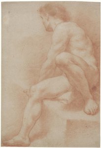 Seated Male Nude, with One Knee Raised
