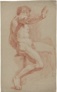 Seated Male Nude, Profile to the Right by Jan Willem Pieneman
