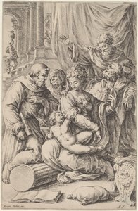 Holy Family with Saints by Jan de Bisschop, after Giorgio Vasari