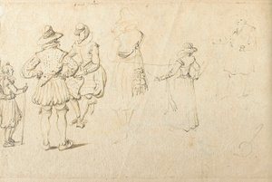 Five Figures Seen from Behind, and Another Figure by Jan the Elder Brueghel