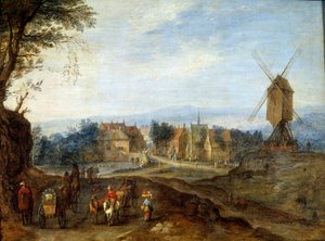 Landscape at the Windmill by Jan the Elder Brueghel
