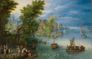 River Landscape by Jan the Elder Brueghel