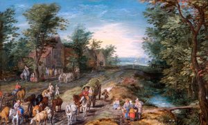Road Scene with Travellers and Cattle, c.1611 by Jan the Elder Brueghel