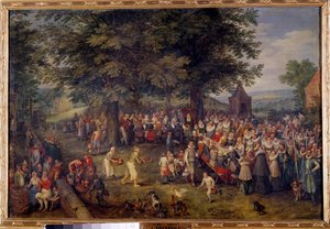 Wedding Banquet Scene in a Village by Jan the Elder Brueghel