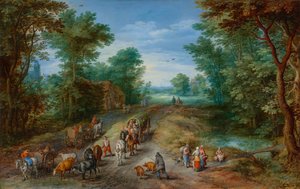 Wooded Landscape with Travelers by Jan the Elder Brueghel