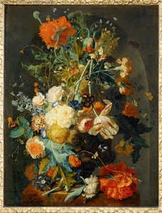 Vase of Flowers in a Niche by Jan van (follower of) Huysum