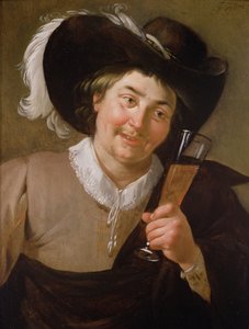 Portrait of a Man Holding a Wine Glass by Jan van Bijlert or Bylert