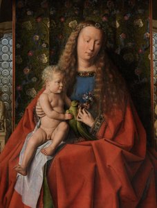 Virgin and Child with Saints Donatian and George and Canon Joris van der Paele (detail) by Jan van Eyck