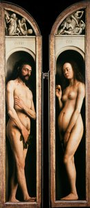 The Ghent Altarpiece. Adoration of the Mystic Lamb: Adam and Eve by Jan van Eyck