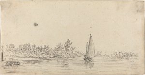 Sailboat on an Estuary by Jan van Goyen
