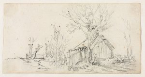 Sketch of Landscape with Cottage by Jan van Goyen