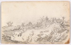 Village on Sunny Hillside by Jan van Goyen