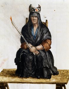 Sorceress, illustration from Costumes of Venetians of almost every age, diligently collected and painted in 18th century, Giovanni di Grevembroch (1731-1807) by Jan van Grevenbroeck