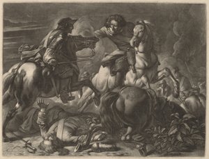 Two Fighting Horsemen by Jan van Huchtenburgh